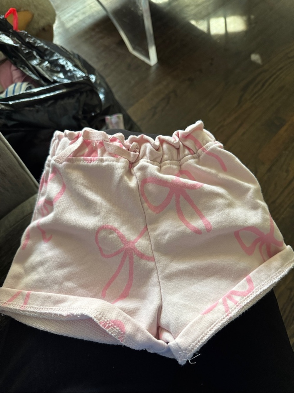 Zara Pink Bow-Print Elastic Waist Shorts